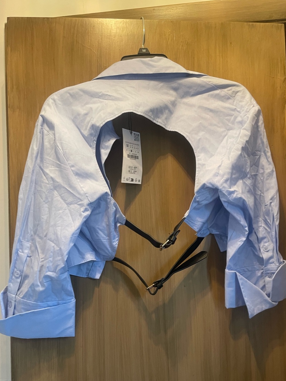 Zara Light Blue Cropped Shirt Backless with Straps - Picture 5 of 5
